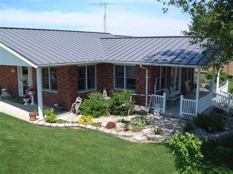 metal roof on brick ranch house|ranch homes by morton.